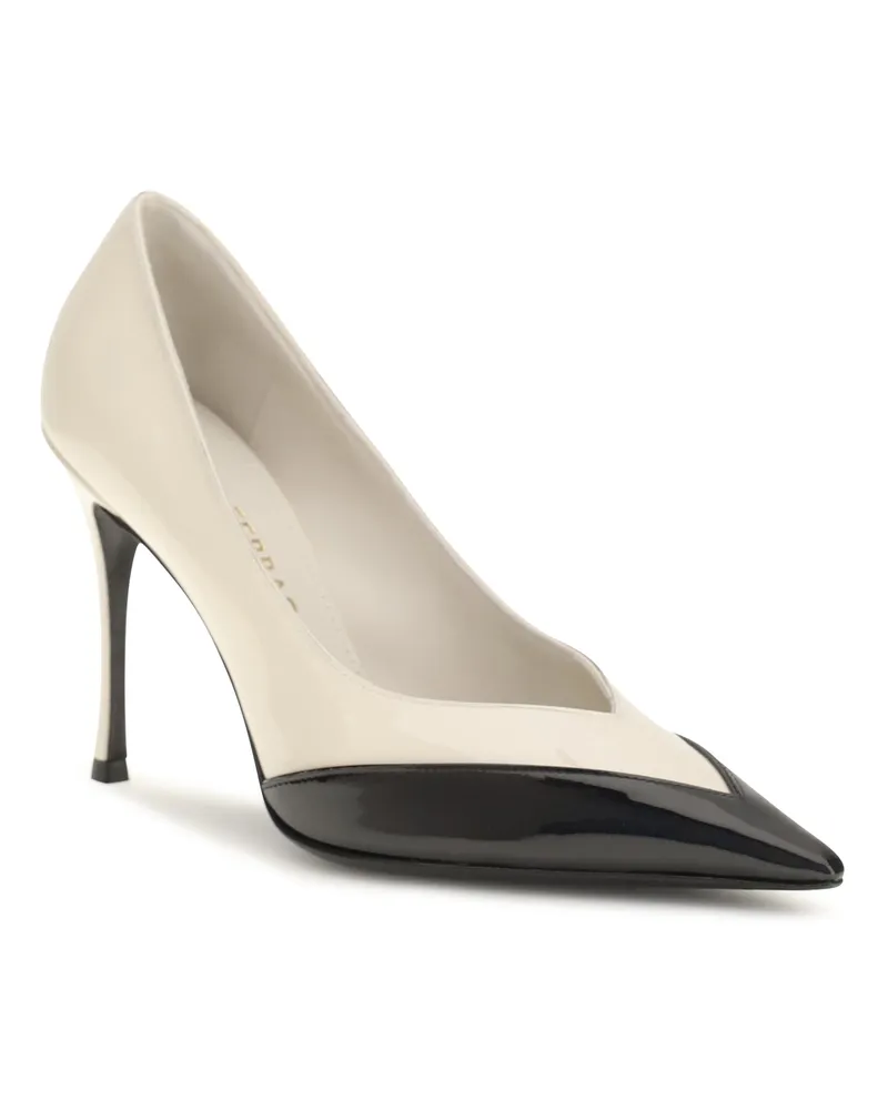 Ferragamo Two-Tone Calf Suede Pump — Beige Beige
