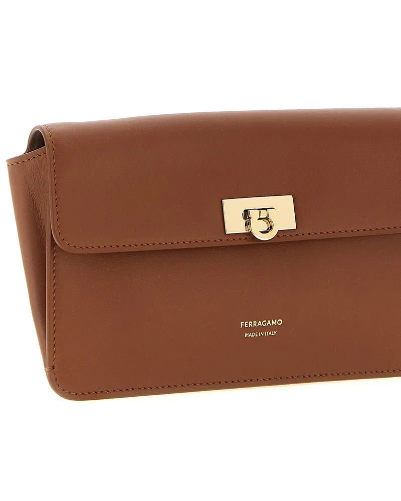 Ferragamo Harley Clutch — Cognac Cognac