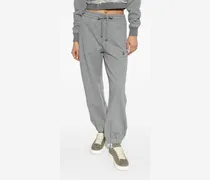 Logo-Embroidered Cotton Joggers — Grey
