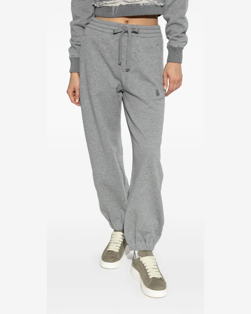 Alexander McQueen Logo-Embroidered Cotton Joggers — Grey Grey