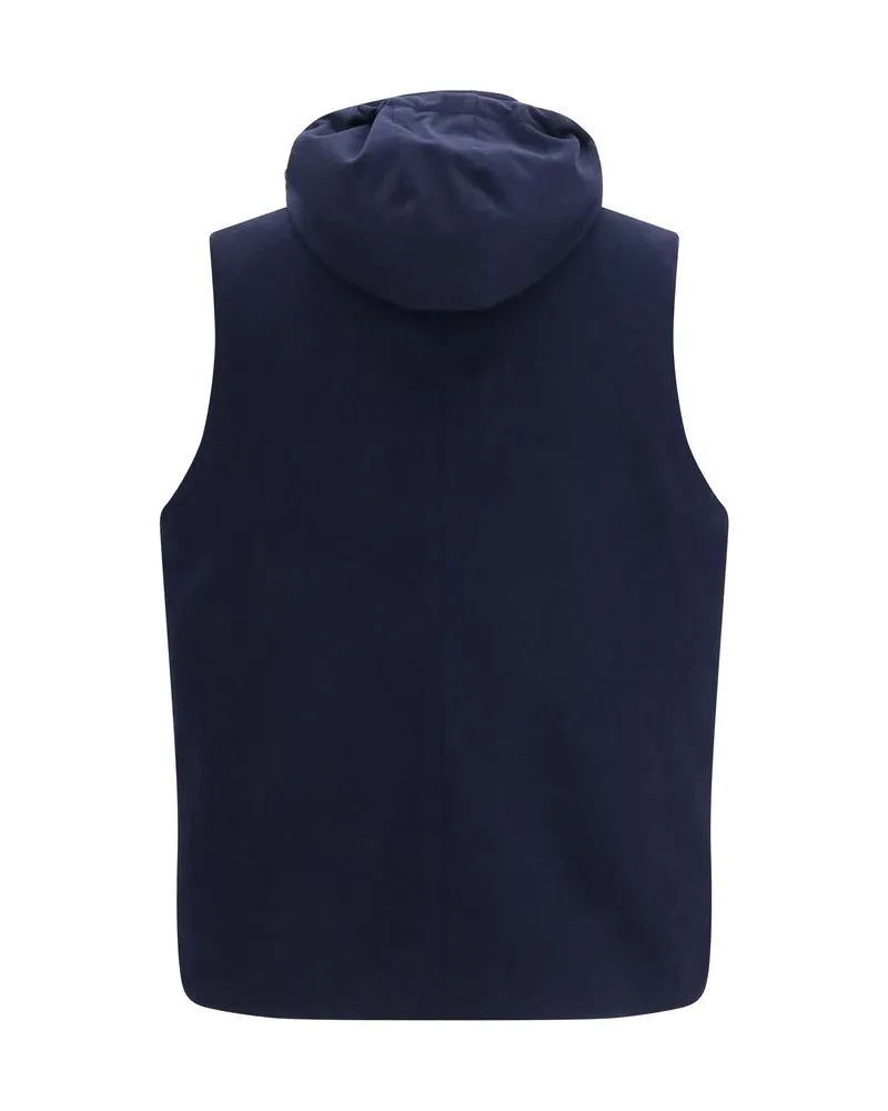 Brunello Cucinelli Men Blue Wool Oves Aries Sleeveless Jacket Clothing Navy