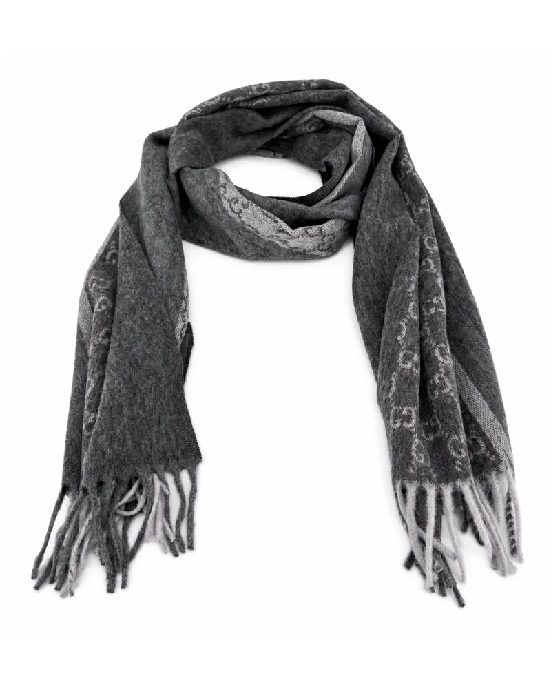 Gucci GG Monogram Cashmere & Wool Scarf — Gray Gray