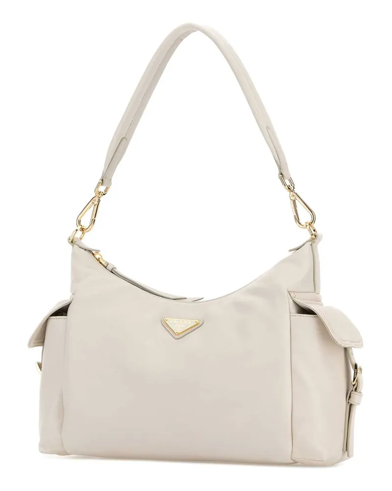 Prada Explore Lambskin Leather Shoulder Bag — Beige Beige