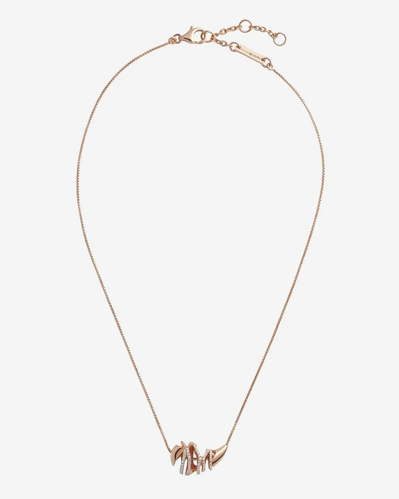 Bottega Veneta Women's Drop Pendant Necklace Rose Gold-Plated Pink Sterling Silver Rose