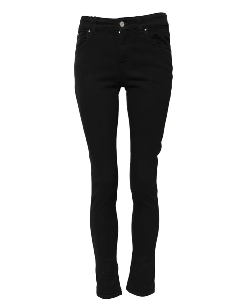 Dolce & Gabbana Women's Black Cotton Skinny Mid Waist Denim Jeans Elastane Clothing Black