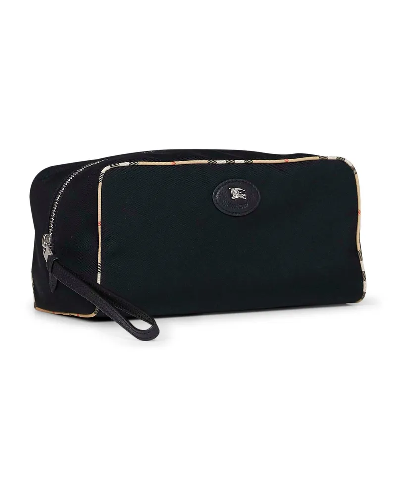Burberry Men's Travel Bag Black Check Trim Polyester Wallets & Cardholders Black