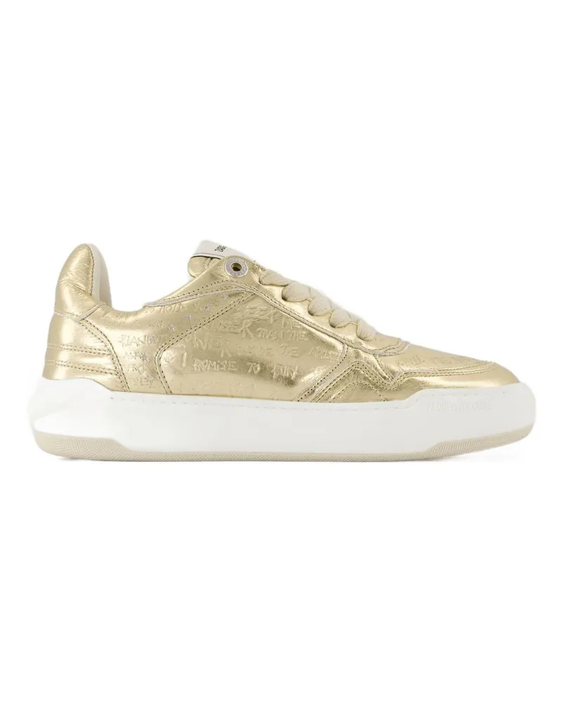 Zadig & Voltaire Women's Wings Sneakers -  Leather Gold Calfskin Shoes Gold