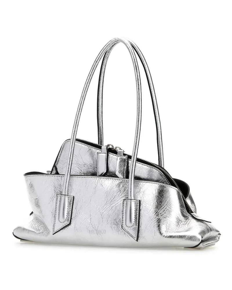 ATTICO Metallic Calf Leather Shoulder Bag — Silver Silver