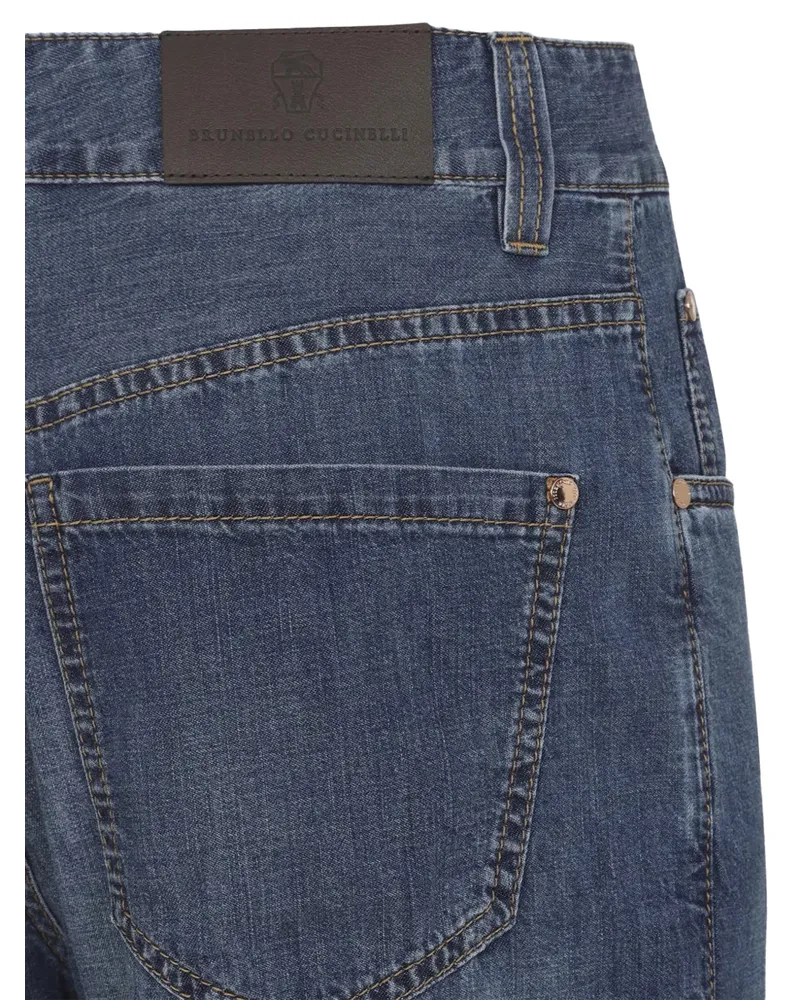 Brunello Cucinelli High-Rise Wide-Leg Denim Jeans — Blue Blue