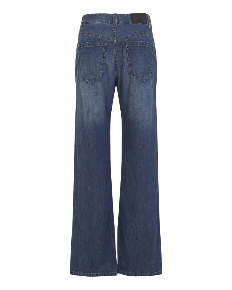 Brunello Cucinelli High-Rise Wide-Leg Denim Jeans — Blue Blue