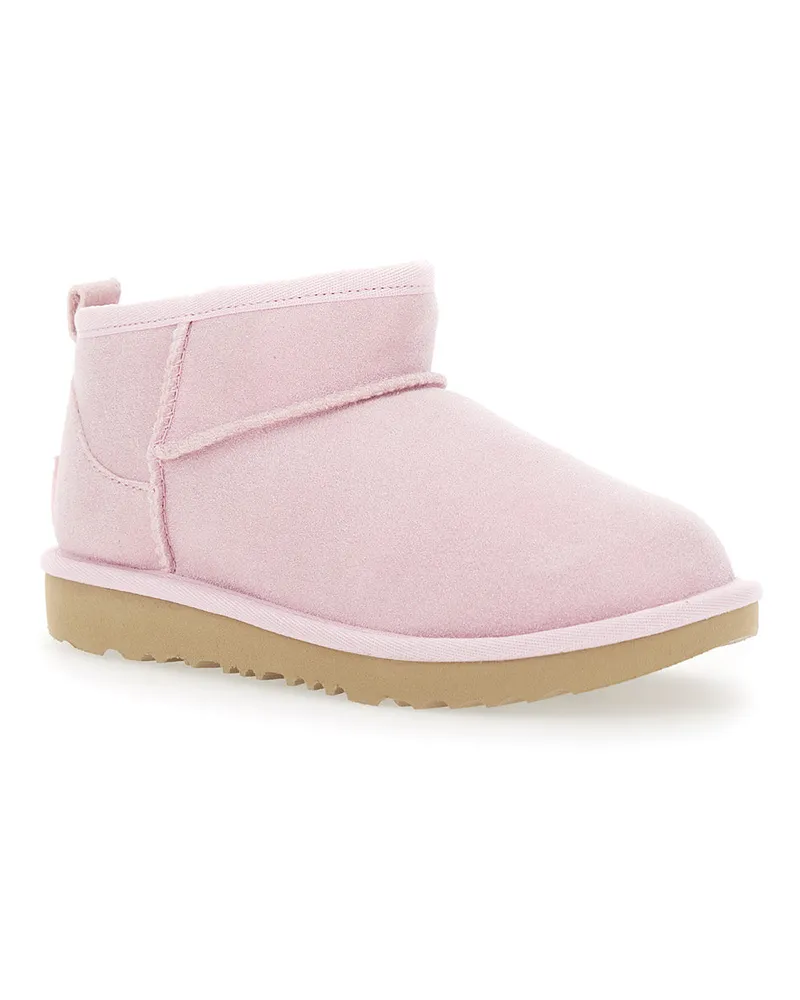 UGG Girls' Classic Ultra Mini Pink Ankle Boots Leather Pink