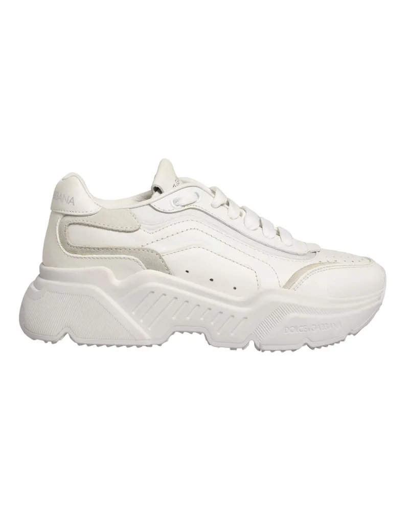 Dolce & Gabbana Men's White Leather Daymaster Low Top Sneakers Shoes Nylon Acrylic 87lf White