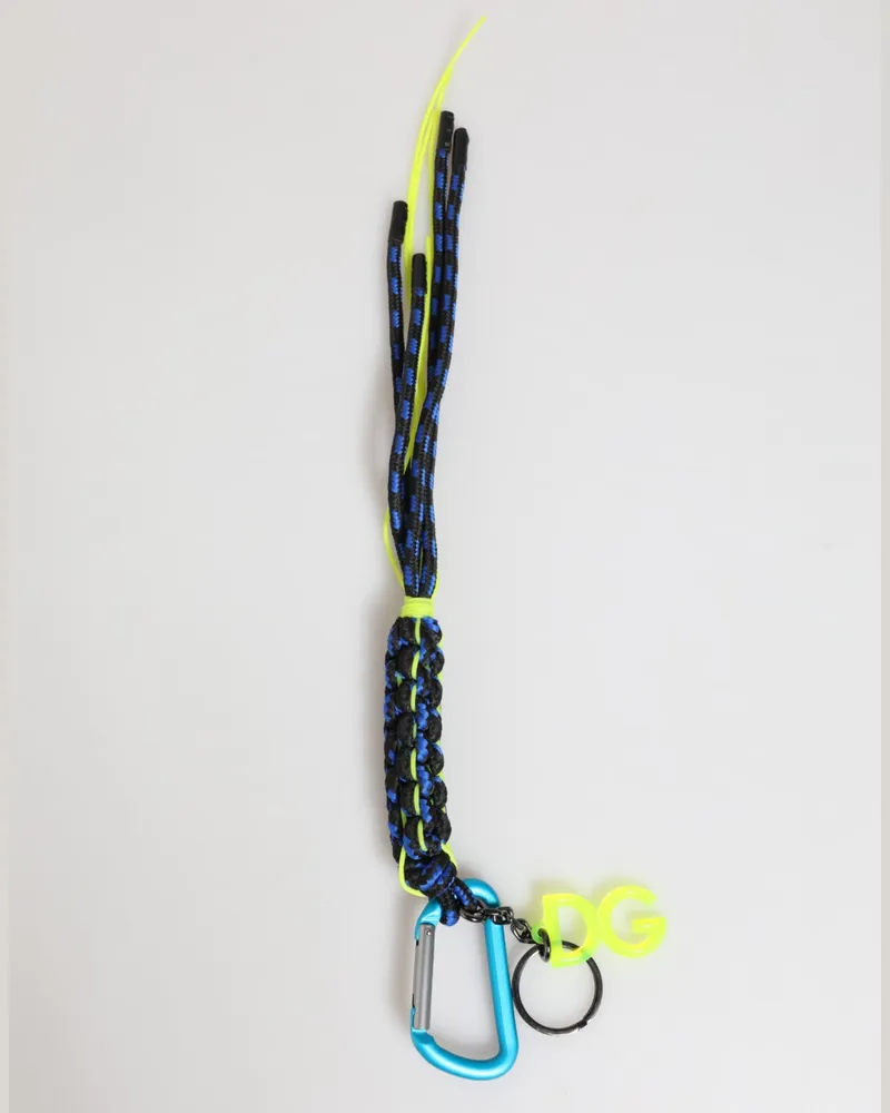 Dolce & Gabbana Men's Multicolor Polyester Tape String Dg Logo Keychain Keyring Pvc Accessory Multicolor