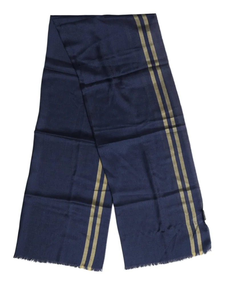 Dolce & Gabbana Men's Blue Cashmere Neck Warmer Wrap Shawl Scarf Silk Cotton Navy