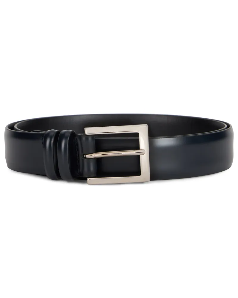 Orciani Men's Brushed Leather Belt, Ocean Blue Calfskin Blue