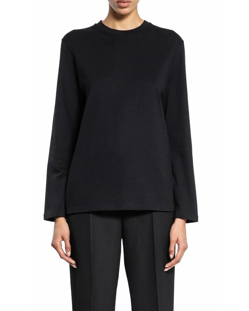 Jil Sander Women's Black Cotton Long Sleeve T-Shirt Black
