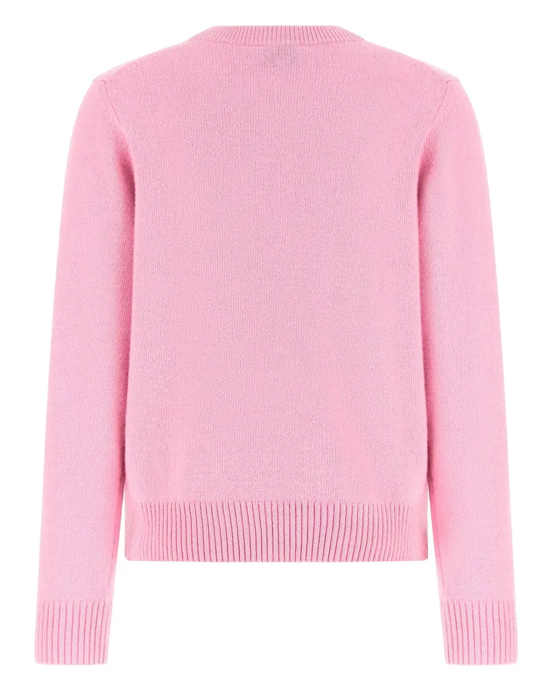 Ganni Intarsia Crab-Knit Sweater — Pink Pink