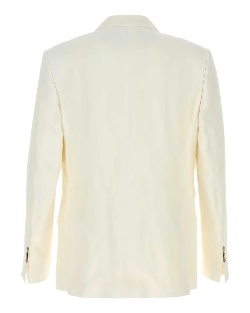 AMI Paris Men's White Viscose Blend Blazer Blanccreme Linen Jacket White