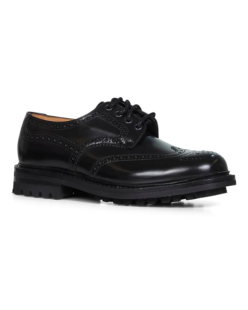 Church's Men's Derby Mc Pherson Lw Black Leather Lace-Up Shoes Flat Black