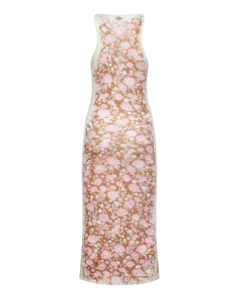 Diesel Women's Multicolor Ribbed Knit Midi Dress Linen Pink