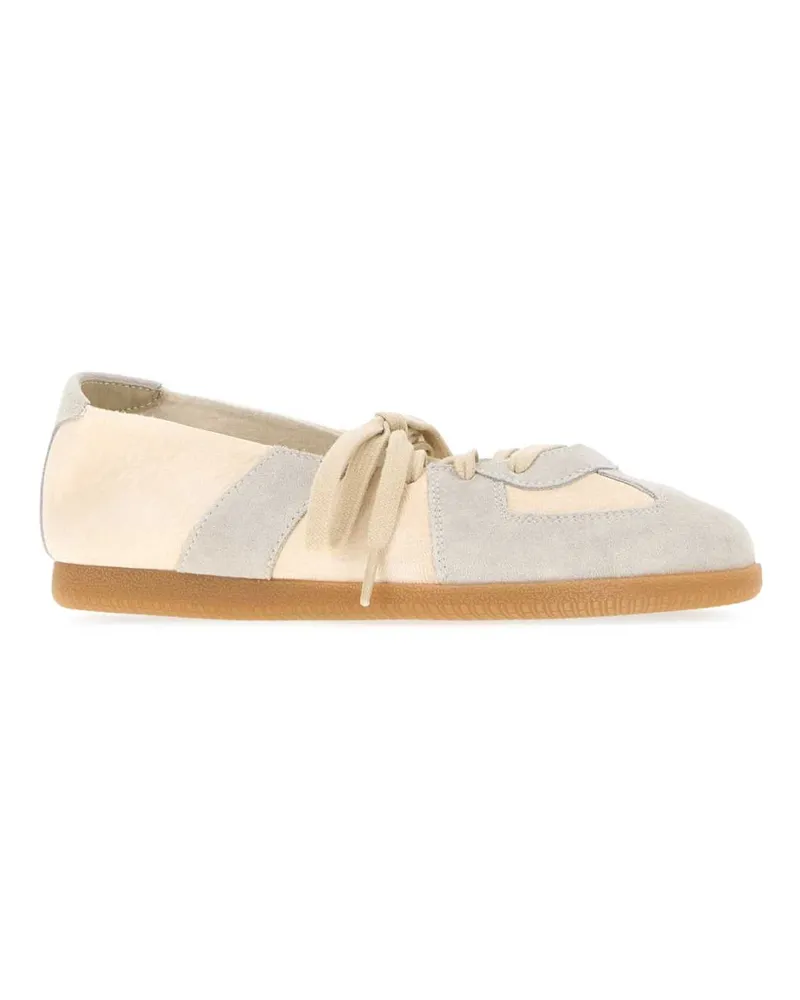Maison Margiela Women's Two-Tone Leather And Suede Replica Ballerinas Bleachedsand Sneaker Beige