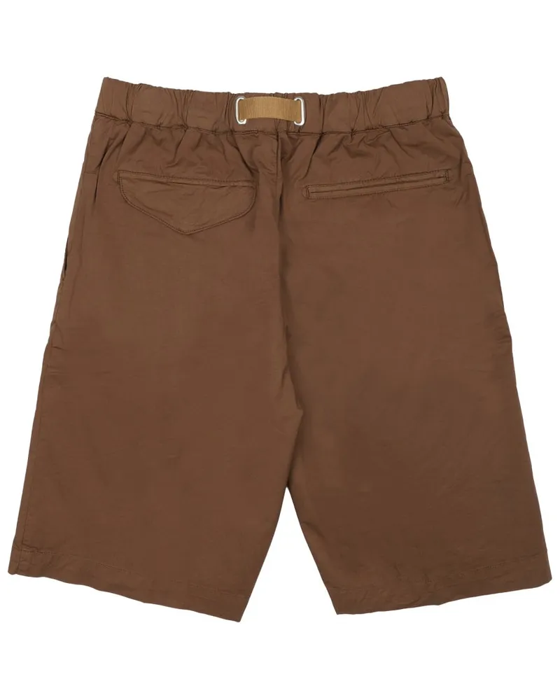PLAN C Belted Cotton Shorts — Brown Brown