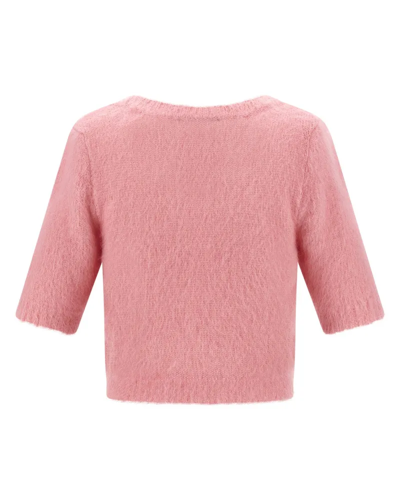 Alessandra Rich Carded Mohair Blend Sweater — Pink Pink