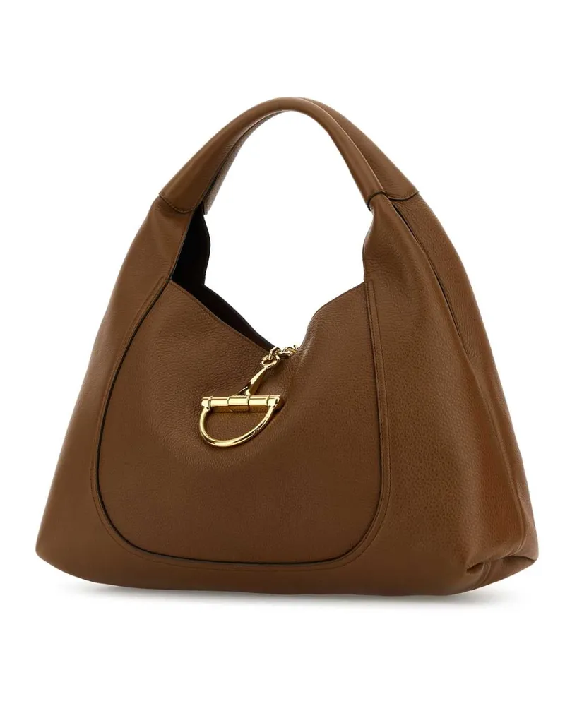 Gucci Women's Brown Leather Large  Softbit Shoulder Bag Borse A Mano Brown