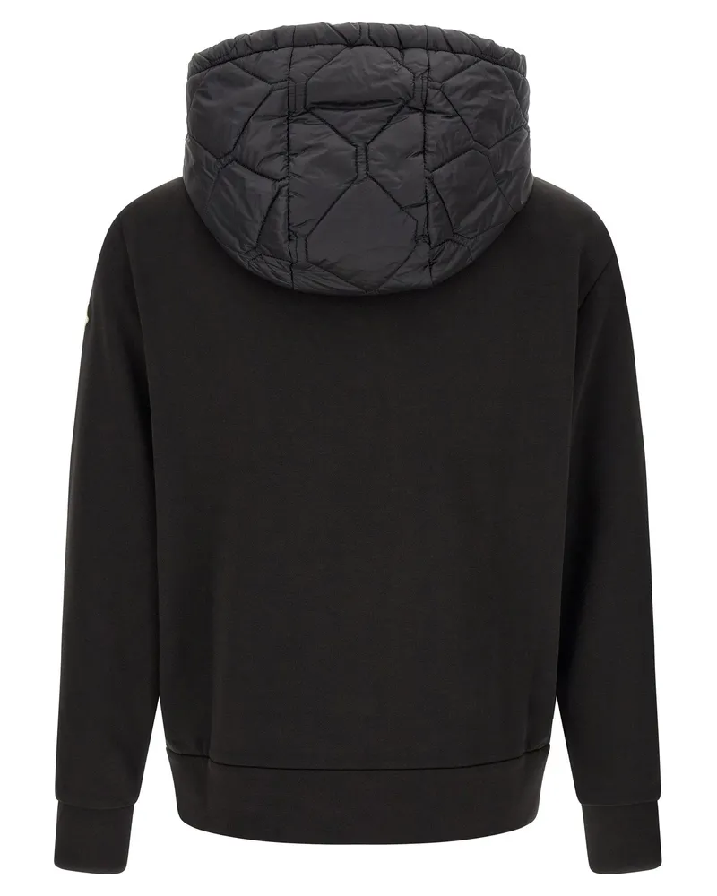 Moncler Hybrid Cotton-Blend Hoodie — Black Black