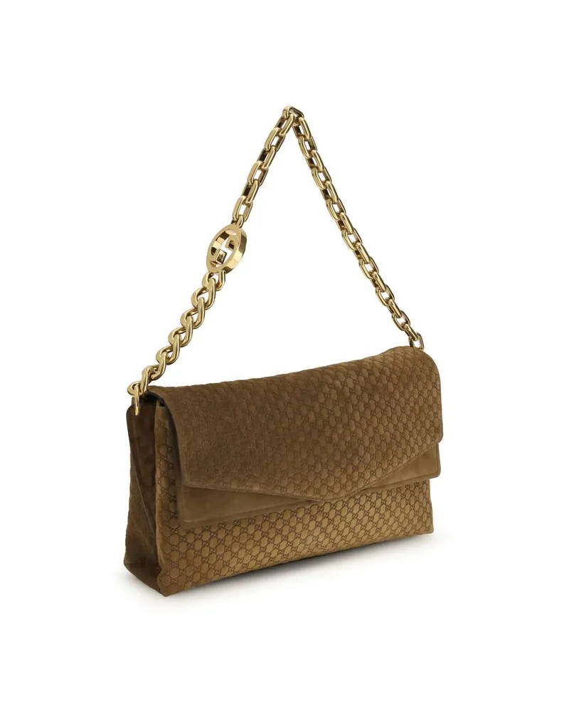 Gucci Women's Brown Suede Leather Handbag Bag Brown