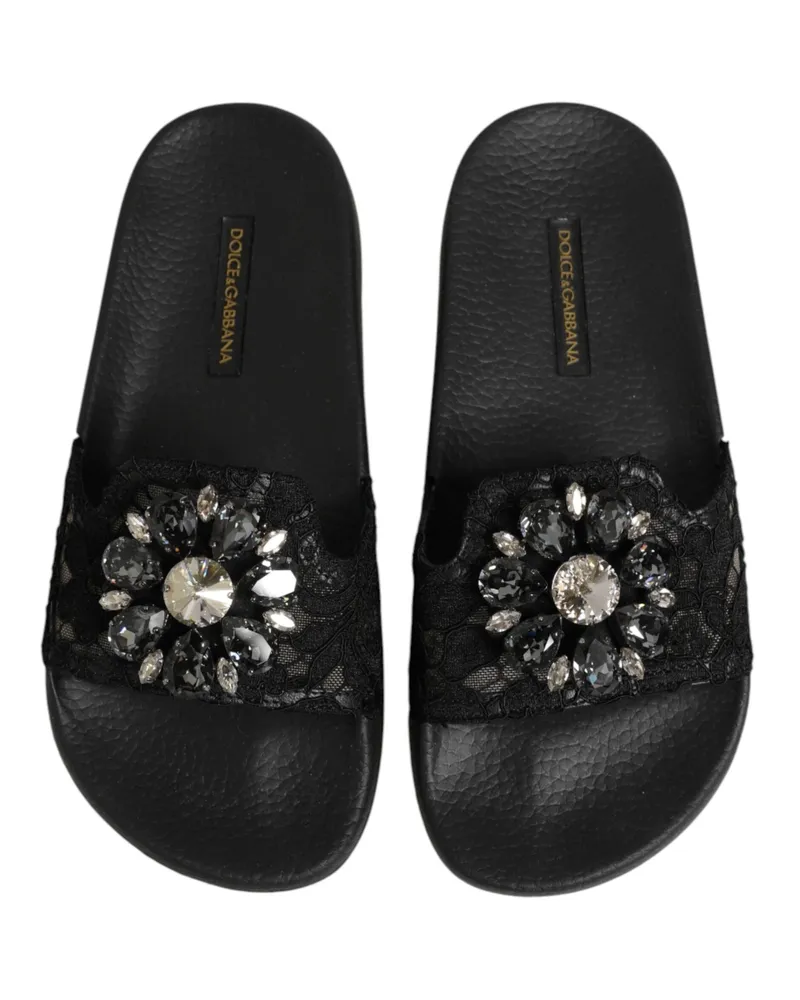 Dolce & Gabbana Women's Black Devotion Matelassé Leather Slides Shoes Co+pa+vi Black