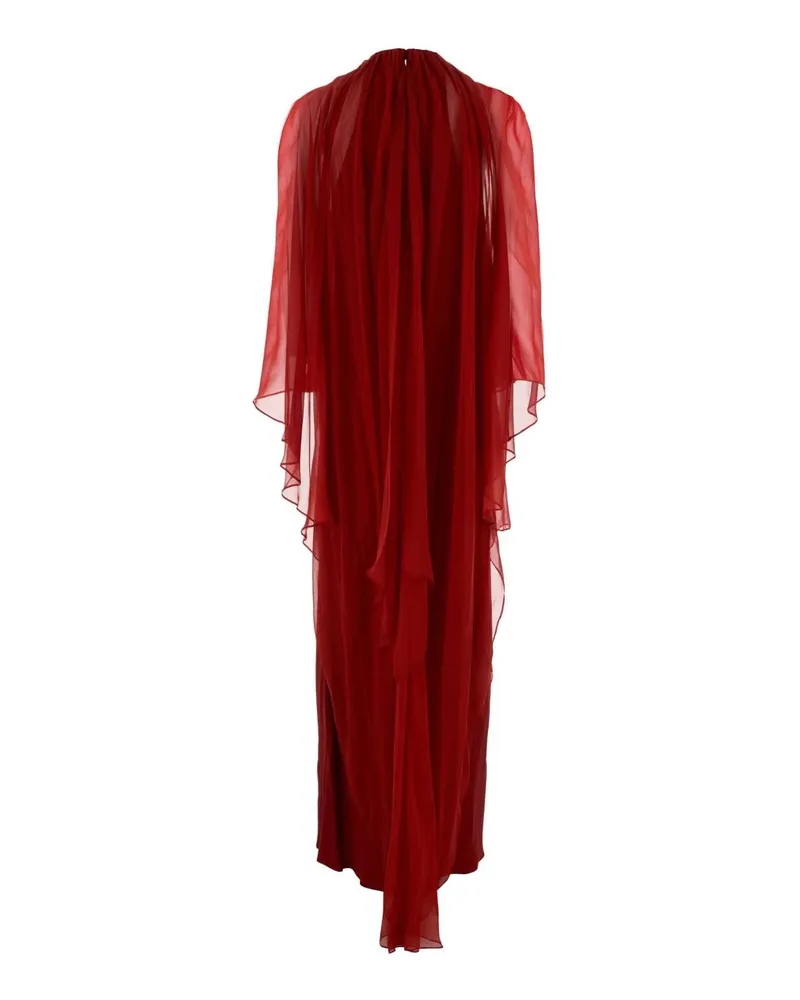 Alberta Ferretti Crepe and Silk Dress — Red Red