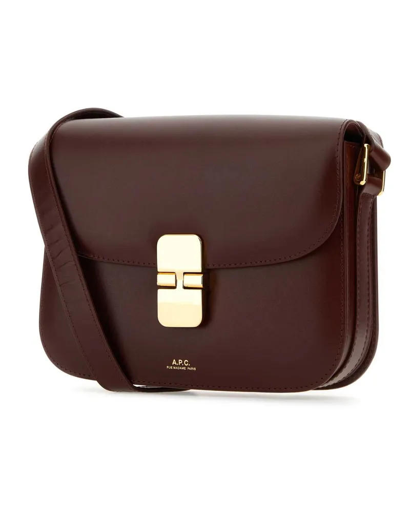 A.P.C. Women's Grape Leather Small Grace Crossbody Bag Gae Vache Borse A Mano Burgundy