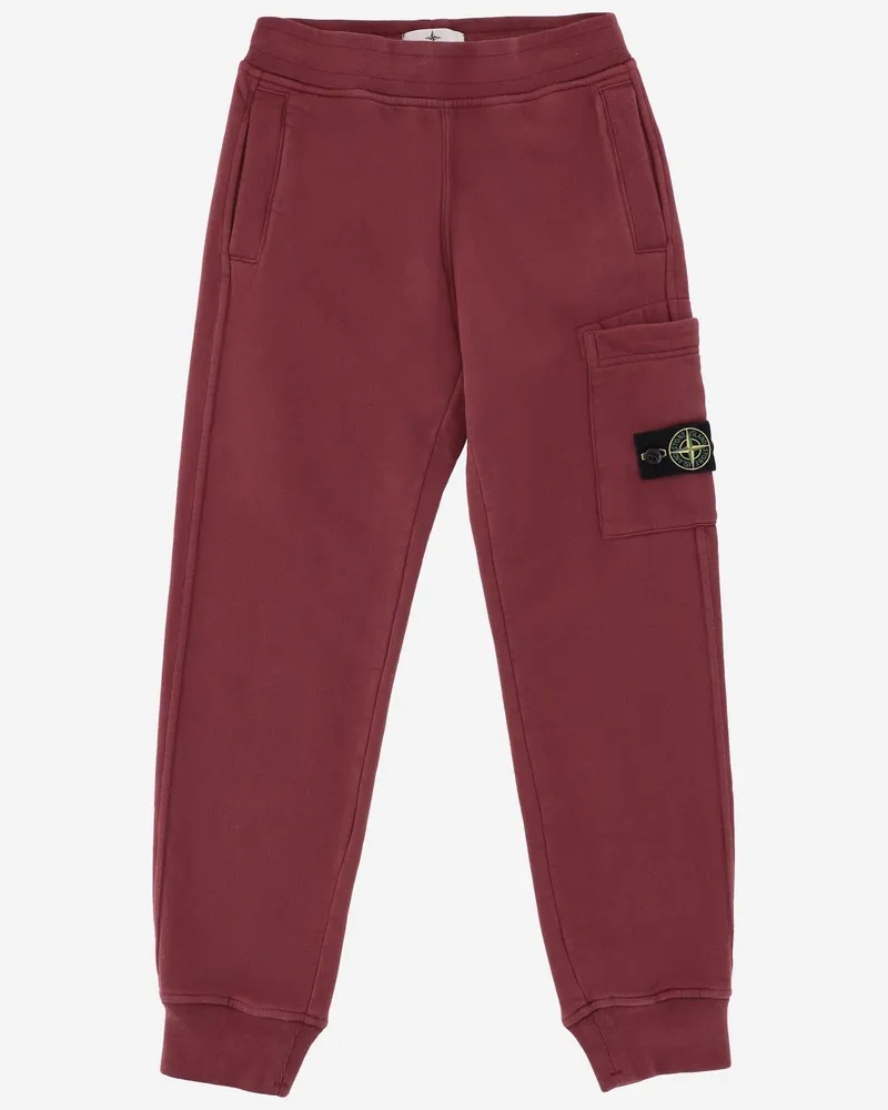 Stone Island Logo-Patch Cotton Cargo Pants — Red Red