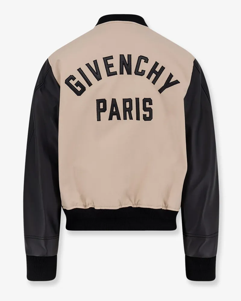 Givenchy Men's Cotton Jacket With Leather Sleeves Beige Cotton-Leather Cotton/leather Beige