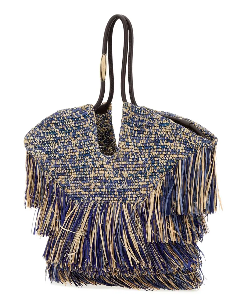 Zimmermann Women's Blue Raffia Medium Goldentime Shopping Bag Denimblue Borse A Mano Blue