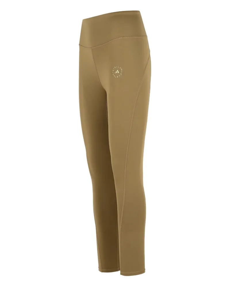 adidas Logo-Print High-Waist Leggings — brown Brown