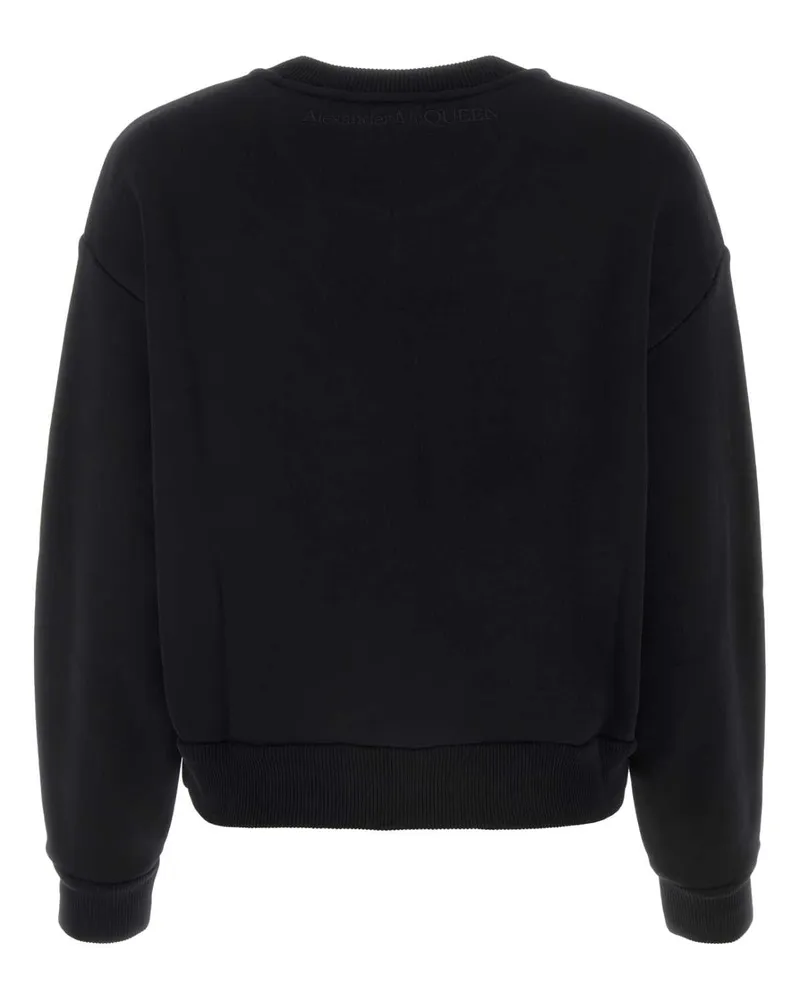 Alexander McQueen Women's Black Cotton Sweatshirt White Exterior: Felpe Black