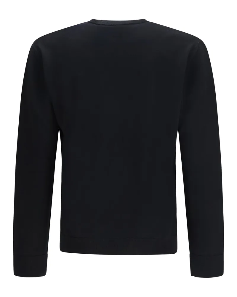 Valentino Garavani Men Sweater Virgin Wool With Intarsia V Detail Nero-Burro Fleece Ovis Aries Nero/burro Black