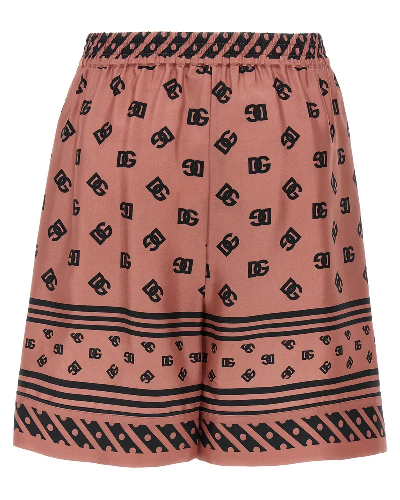 Dolce & Gabbana DG Logo Jacquard Silk Bermuda Shorts — Mauve Mauve