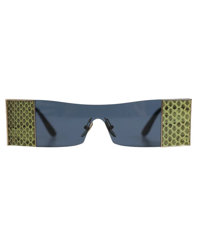 Dolce & Gabbana Women's Gold Metal Dg2263 Rectangle Snakeskin Frame Sunglasses Green Gold