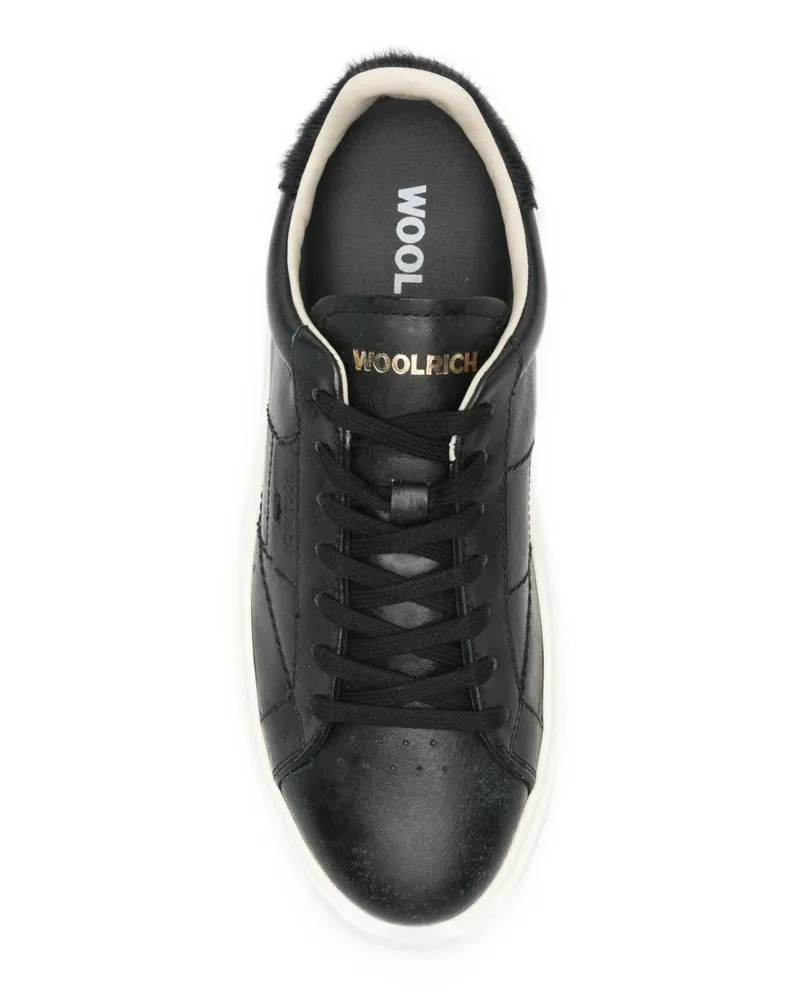 Woolrich Leather Platform Sneaker — Black Black