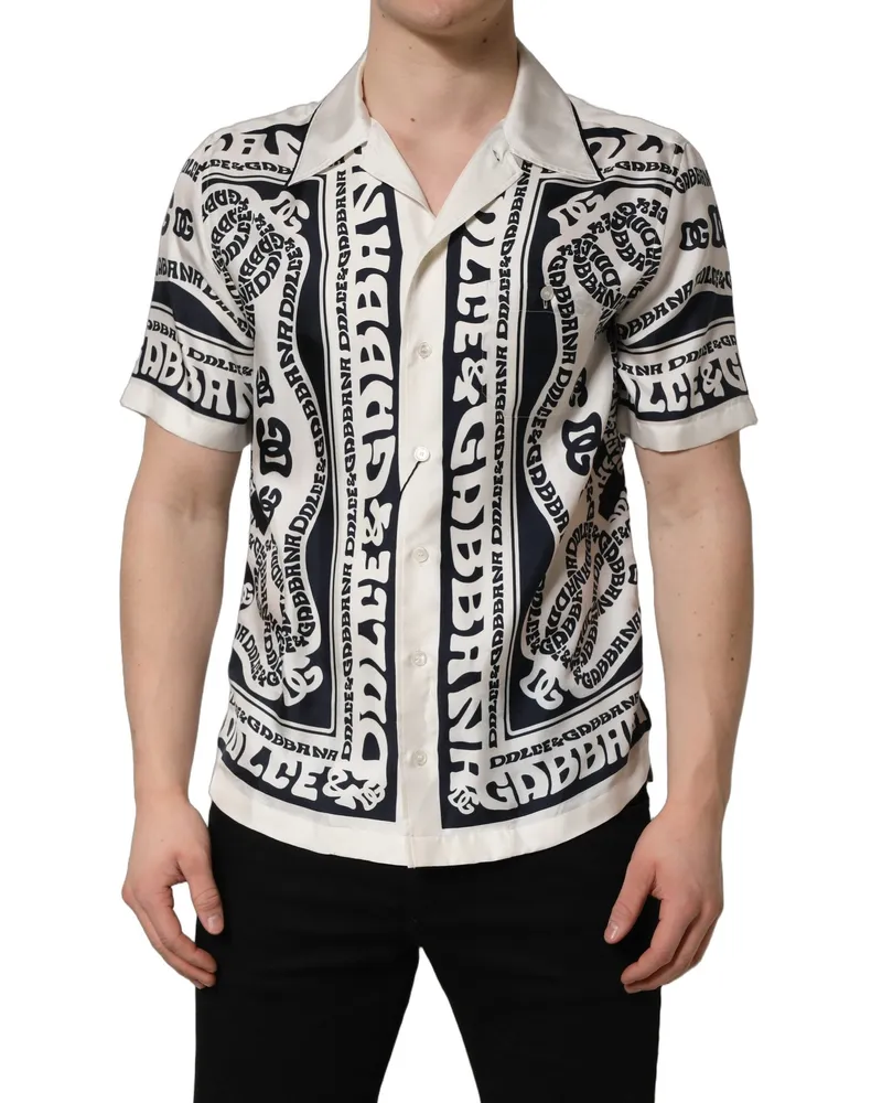 Dolce & Gabbana Men Black White Logo Bandana Short Sleeves Shirt And Silk Multicolor