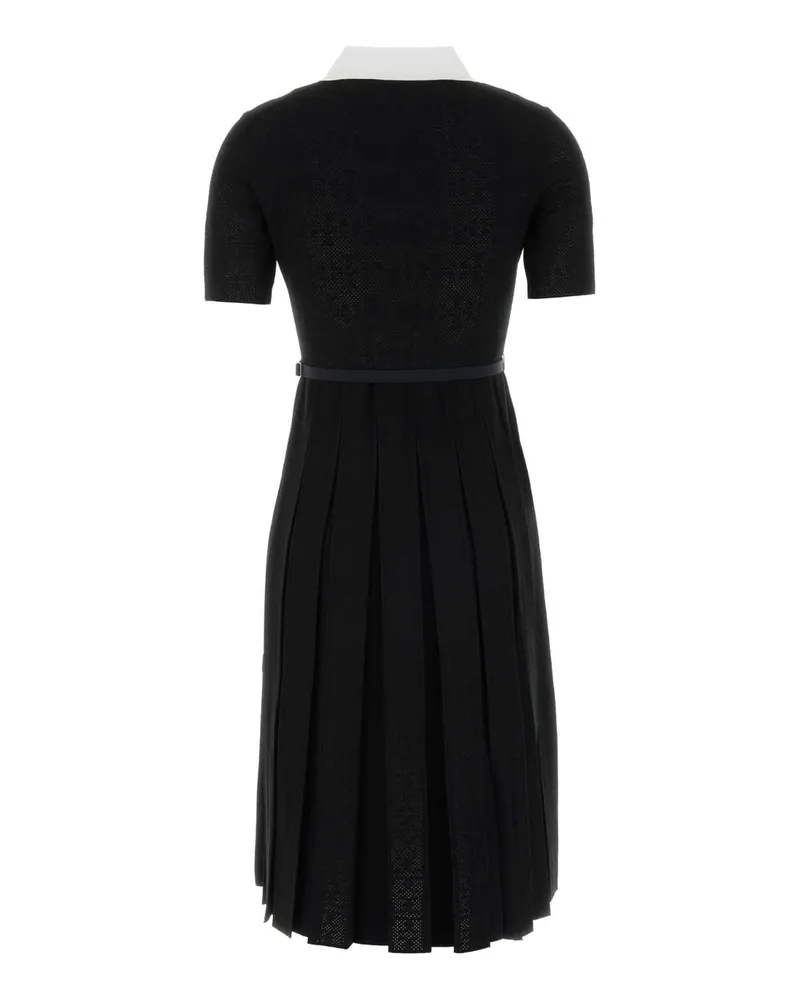 Tory Burch Women's T Monogram Pointelle Pleated Dress Black Abiti Black