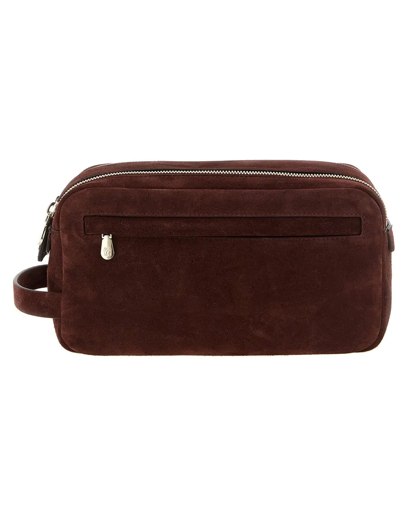 Brunello Cucinelli Suede Toiletry Bag — Burgundy Burgundy