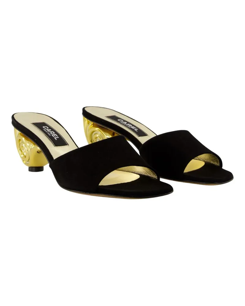 Carel Women's Naiade Sandals -  Leather Black Calfskin Shoes Black