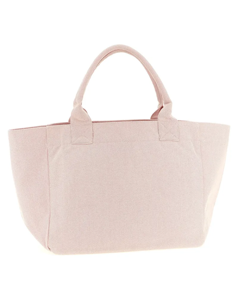 Ganni Raspberry-Embroidered Canvas Tote Bag — Pink Pink