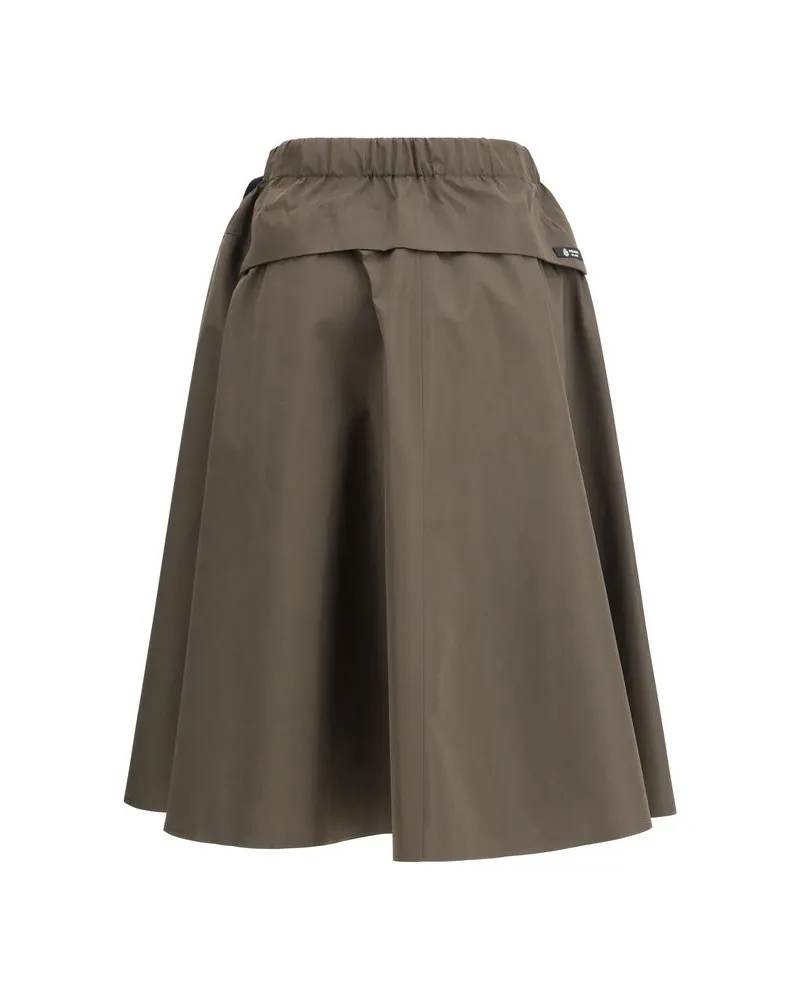 Prada Women Bicolor Recycled Polyester Midi Skirt Brown