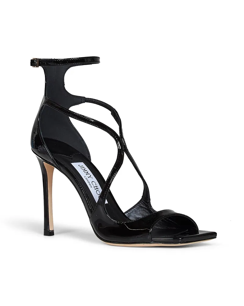 Jimmy Choo Women's Sandals Azia 95 Patent Leather Black Cotton Black