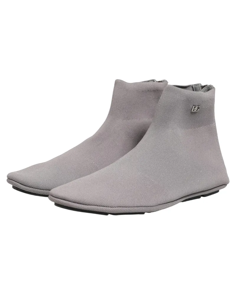 Dolce & Gabbana Gray Stretch Mesh Men Ankle Boots Shoes Fabric Gray